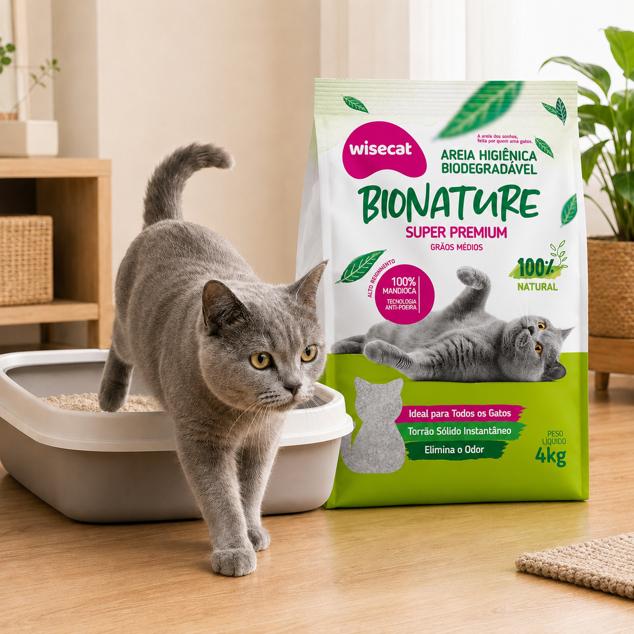 Arena Sanitaria Bionature Granos Medios 4 kg para Gatos