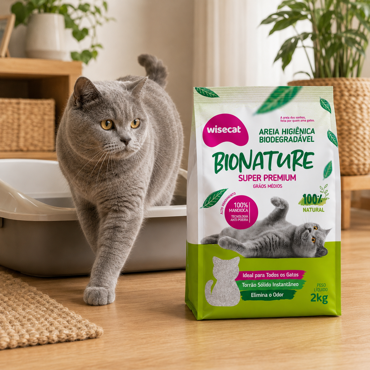 Arena Sanitaria Bionature Granos Medios 2 kg para Gatos