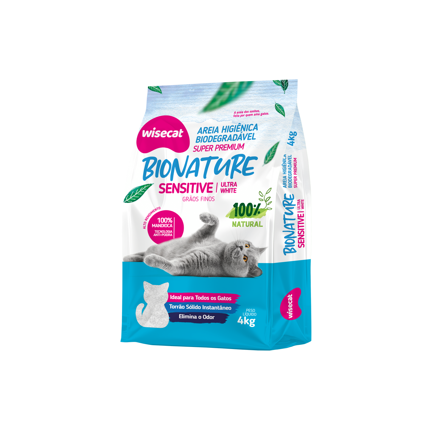 Arena Sanitaria Bionature Sensitive Ultra Blanco Granos Finos 4 kg para Gatos