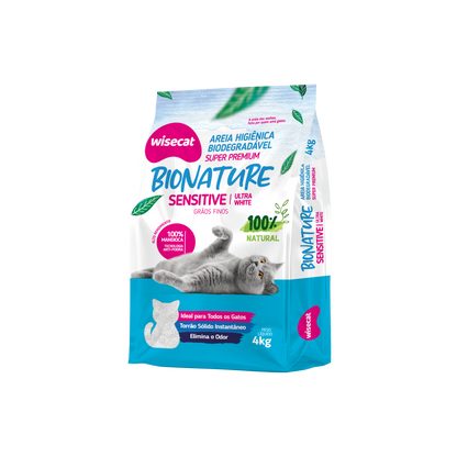 Arena Sanitaria Bionature Sensitive Ultra Blanco Granos Finos 4 kg para Gatos