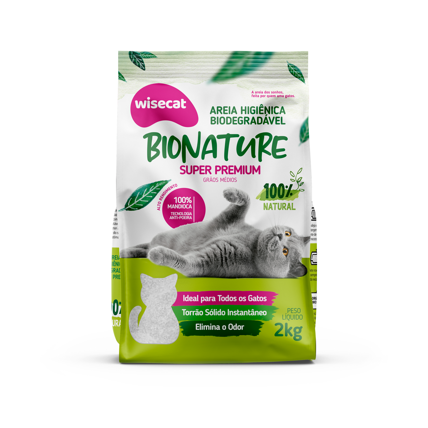 Arena Sanitaria Bionature Granos Medios 2 kg para Gatos