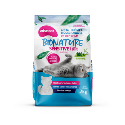 Arena Sanitaria Bionature Sensitive Ultra Blanco Granos Finos 2 kg para Gatos