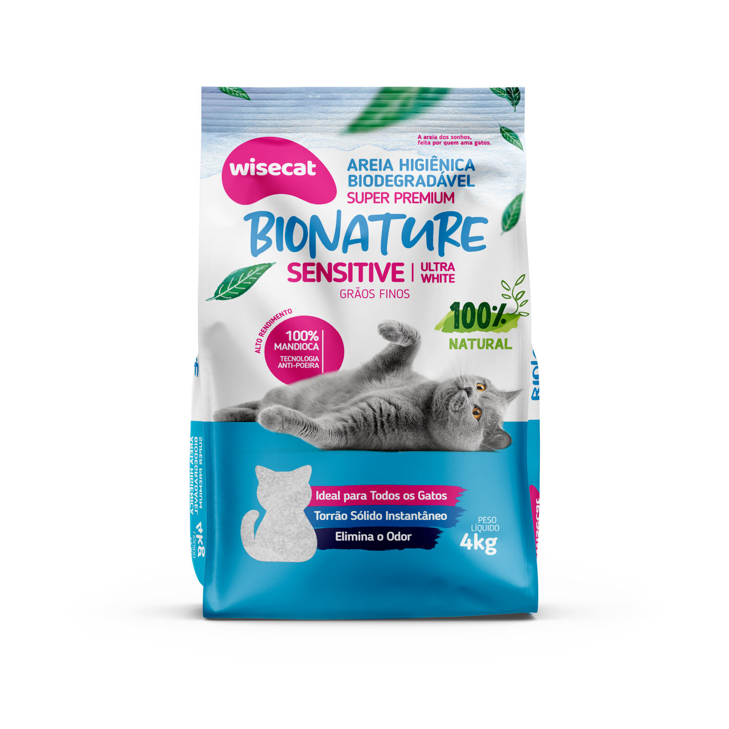 Arena Sanitaria Bionature Sensitive Ultra Blanco Granos Finos 4 kg para Gatos