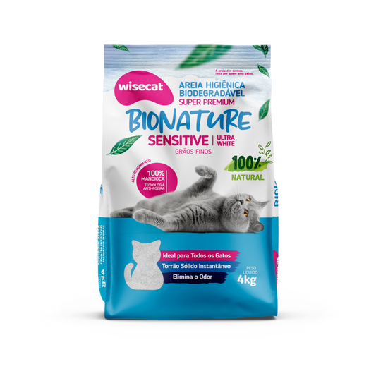 Arena Sanitaria Bionature Sensitive Ultra Blanco Granos Finos 4 kg para Gatos