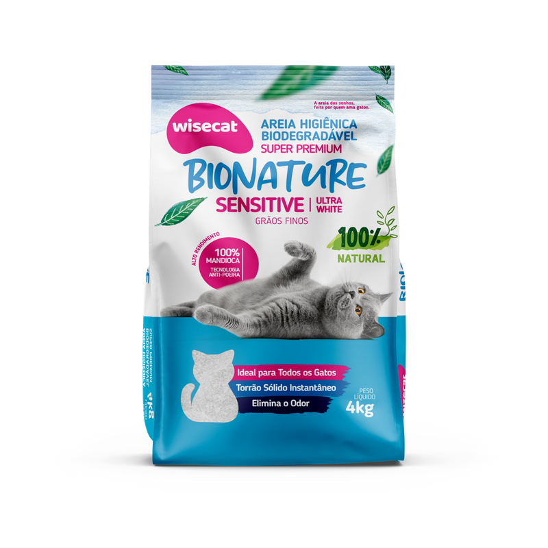 Arena Sanitaria Bionature Sensitive Ultra Blanco Granos Finos 4 kg para Gatos